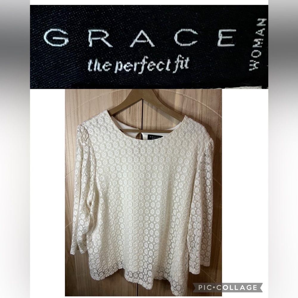 Grace Women's Classic Cream Lace Blouse
